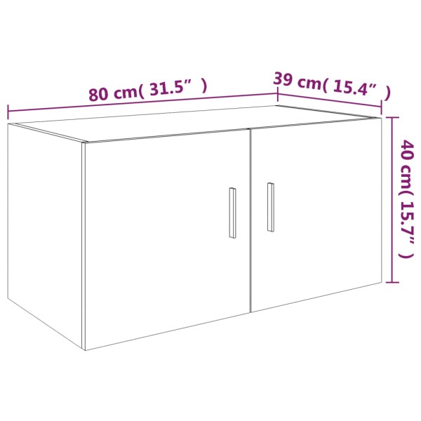 Armario de pared madera contrachapada roble marrón 80x39x40 cm