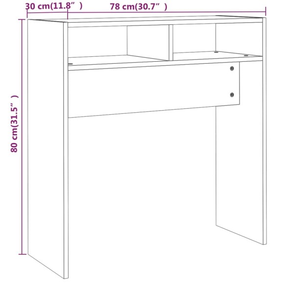 Mesa consola madera contrachapada roble ahumado 78x30x80 cm