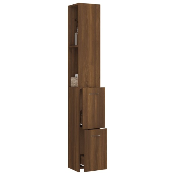 Armario de baño madera contrachapada marrón roble 25x26,5x170cm