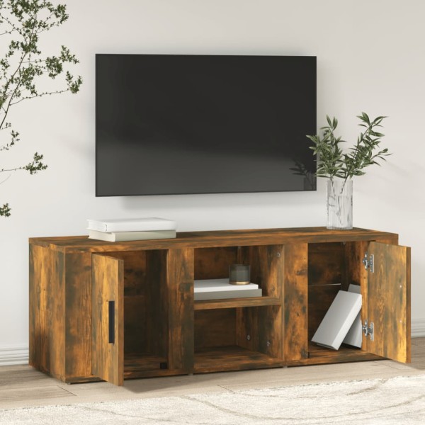 Mueble de TV madera contrachapada roble ahumado 100x31,5x35 cm