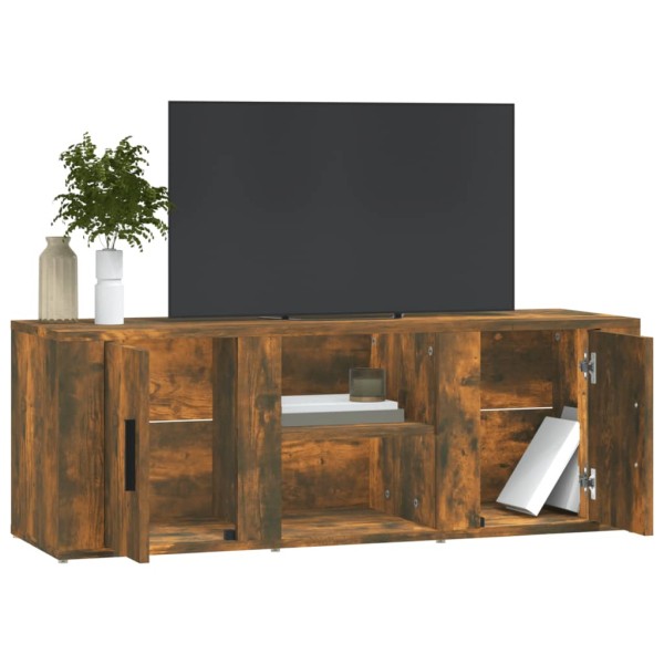 Mueble de TV madera contrachapada roble ahumado 100x31,5x35 cm