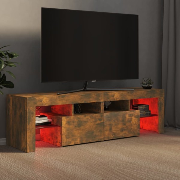 Mueble de TV con luces LED color roble ahumado 140x36,5x40 cm