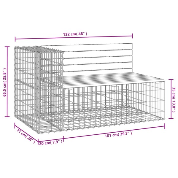 Banco jardín diseño gaviones madera abeto Douglas 122x71x65,5cm