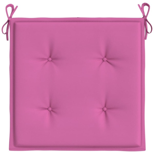 Cojines de silla de jardín 2 uds tela rosa 40x40x3 cm