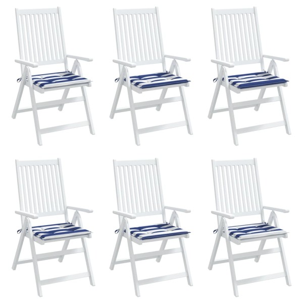 Cojines silla jardín 6 uds tela a rayas azul y blanco 50x50x3cm