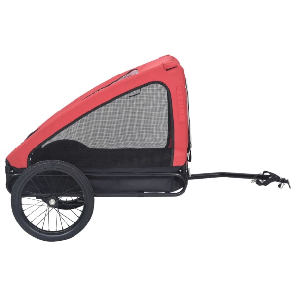 Remolque de bicicleta para mascotas rojo y negro