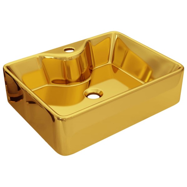 Lavabo con orificio para grifo 48x37x13,5 cm cerámica dorado