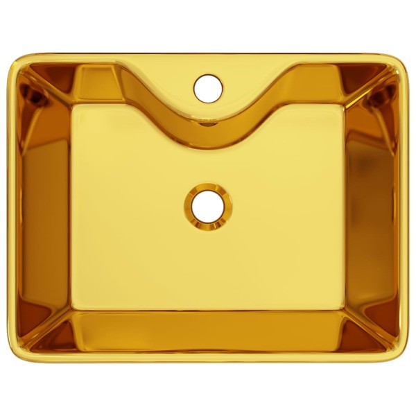 Lavabo con orificio para grifo 48x37x13,5 cm cerámica dorado