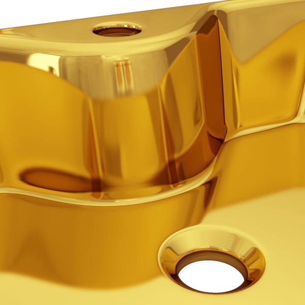 Lavabo con orificio para grifo 48x37x13,5 cm cerámica dorado