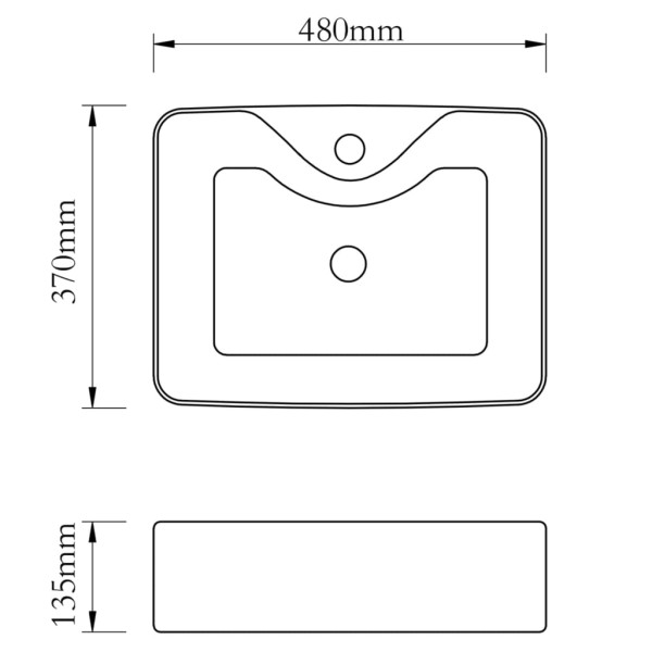 Lavabo con orificio para grifo 48x37x13,5 cm cerámica dorado