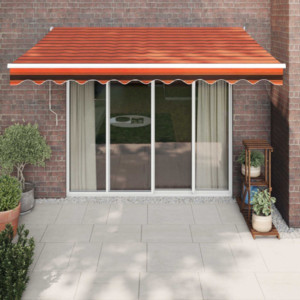 Toldo retráctil aluminio y tela naranja y marrón 3x2,5 m