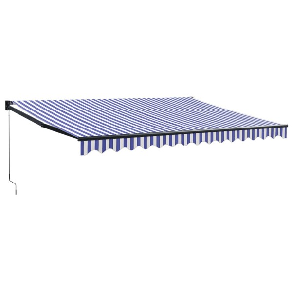 Toldo retráctil aluminio y tela azul y blanco 4x3 m