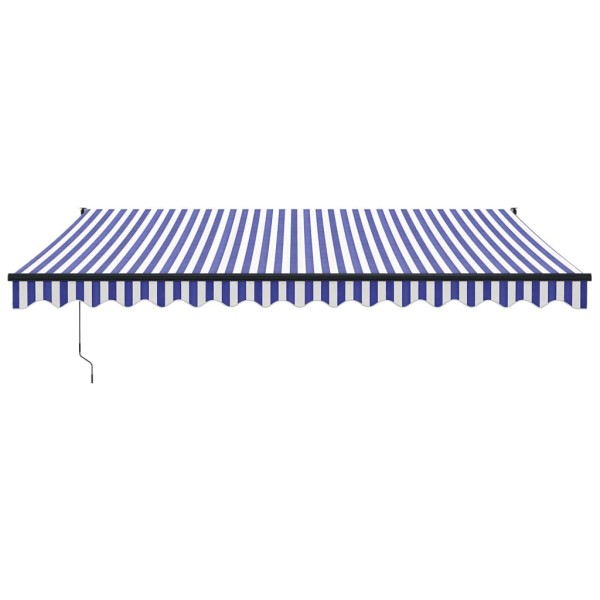 Toldo retráctil aluminio y tela azul y blanco 4x3 m