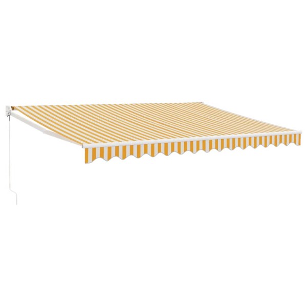 Toldo retráctil aluminio y tela amarillo y blanco 4,5x3 m