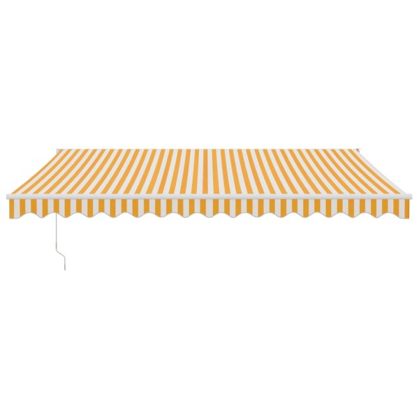 Toldo retráctil aluminio y tela amarillo y blanco 4,5x3 m