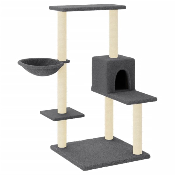 Rascador para gatos con postes de sisal gris oscuro 95 cm