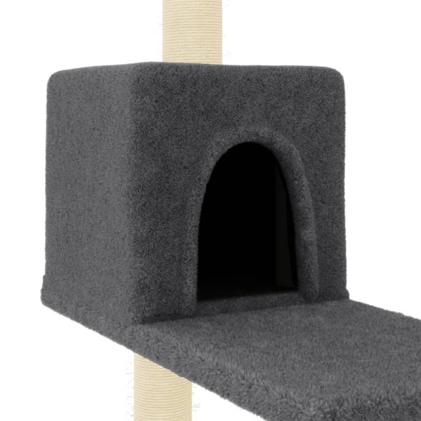 Rascador para gatos con postes de sisal gris oscuro 95 cm