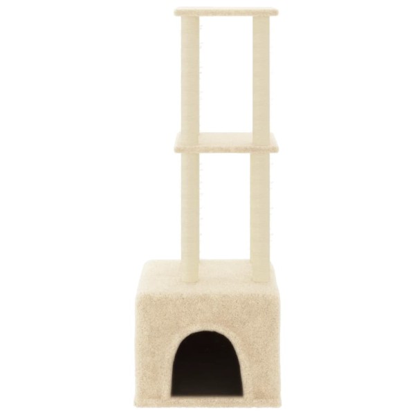 Rascador para gatos con postes de sisal color crema 133,5 cm