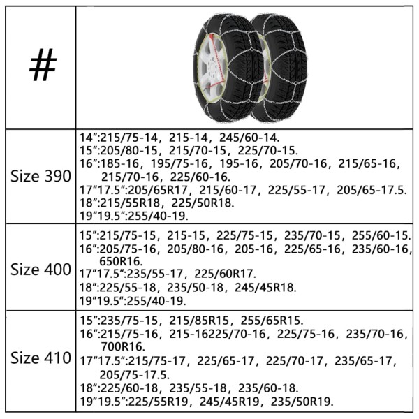 Cadenas de nieve para SUV 4x4 2 unidades 16 mm tamaño 460