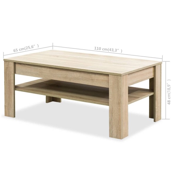 Mesa de centro madera de ingeniería roble 110x65x48 cm