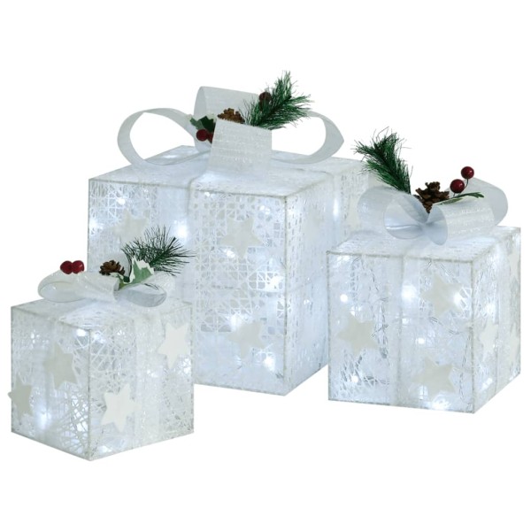 Caja regalo decorativa Navidad 3 pzas blanca exterior/interior