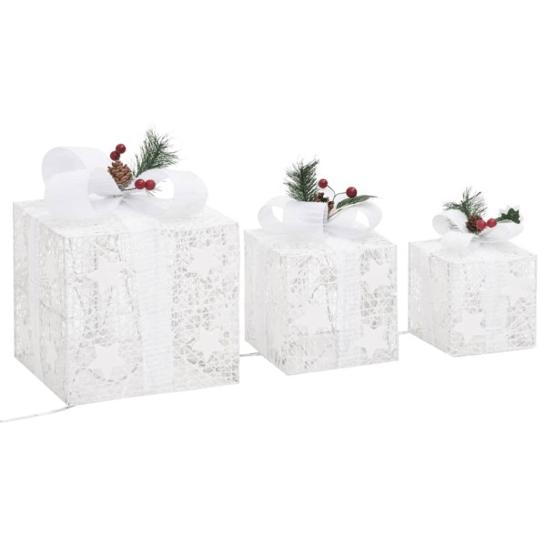 Caja regalo decorativa Navidad 3 pzas blanca exterior/interior