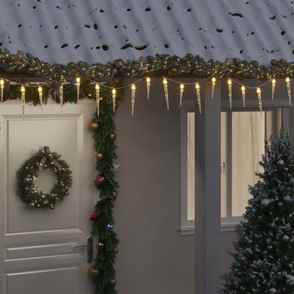 Luces carámbanos de Navidad 40 uds acrílico blanco cálido