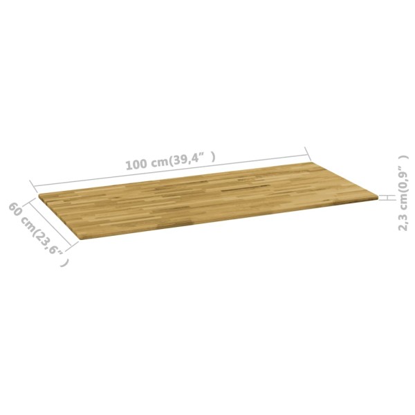 Tablero de mesa rectangular madera maciza roble 23 mm 100x60 cm