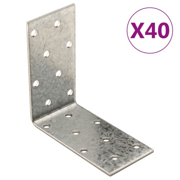 Escuadra angular 40 uds acero galvanizado 2 mm 80x40x80 mm