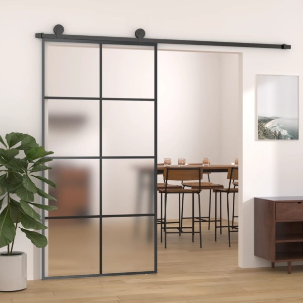 Puerta corredera ESG vidrio y aluminio 102,5x205 cm negro