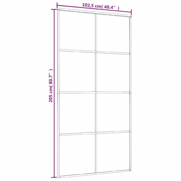 Puerta corredera ESG vidrio y aluminio 102,5x205 cm negro