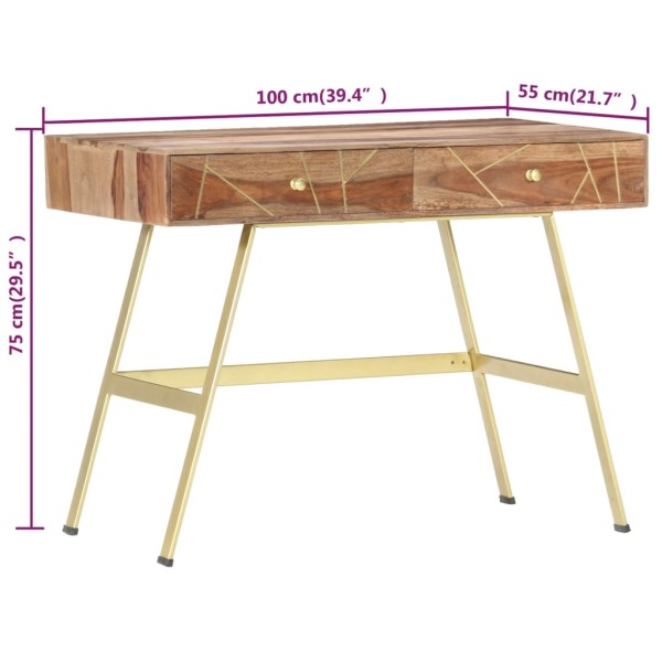 Escritorio con cajones madera maciza de sheesham 100x55x75 cm