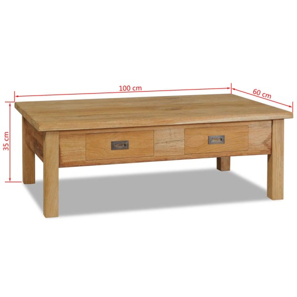 Mesa de centro madera de teca maciza 100x60x35 cm