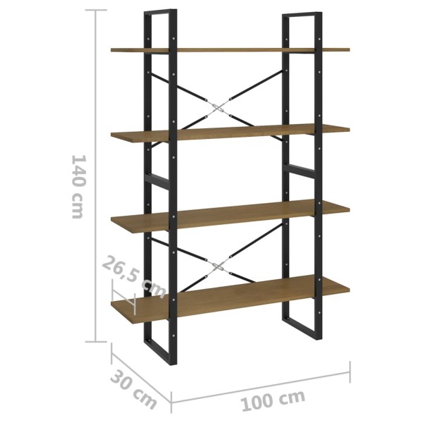 Estantería de 4 niveles madera maciza de pino 100x30x140 cm