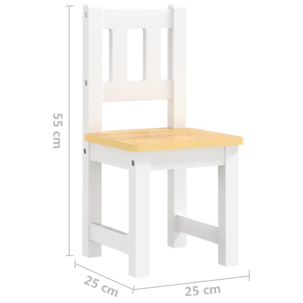 Mesa y silla infantil 3 pzas MDF blanco y beige