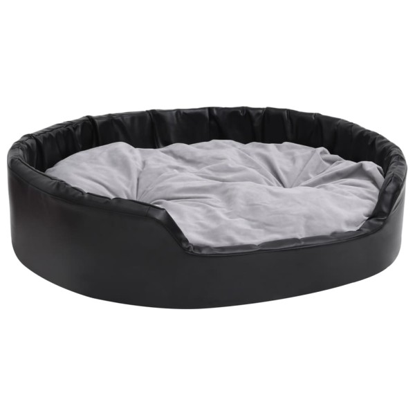 Cama para perros felpa y cuero sintético negro gris 99x89x21 cm