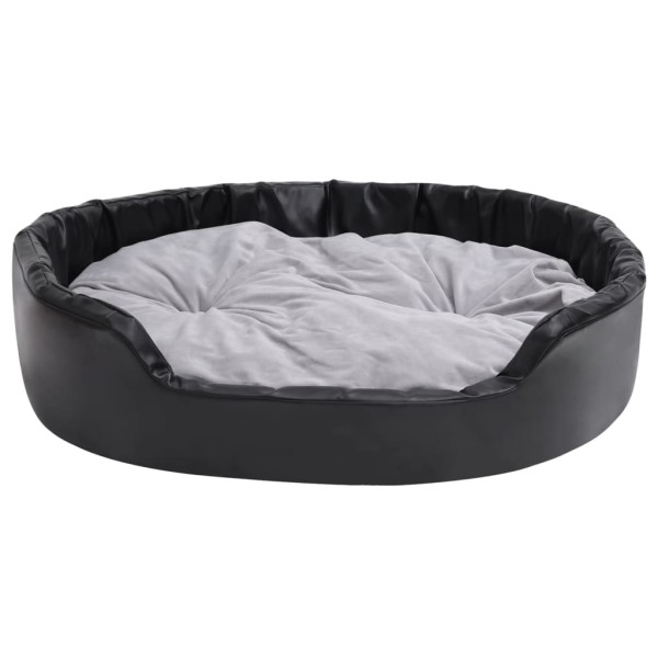 Cama para perros felpa y cuero sintético negro gris 99x89x21 cm