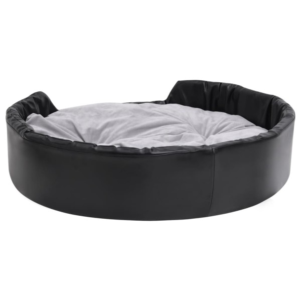 Cama para perros felpa y cuero sintético negro gris 99x89x21 cm