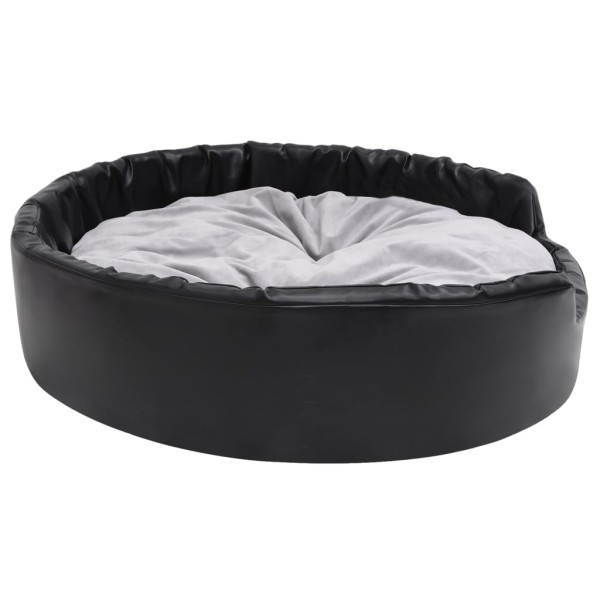 Cama para perros felpa y cuero sintético negro gris 99x89x21 cm