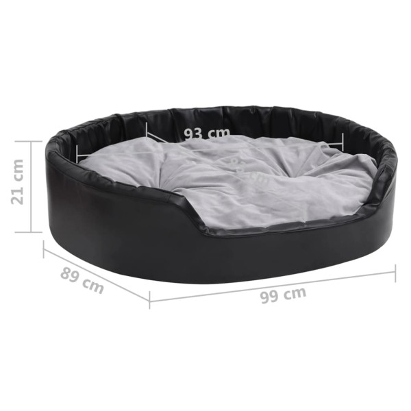 Cama para perros felpa y cuero sintético negro gris 99x89x21 cm