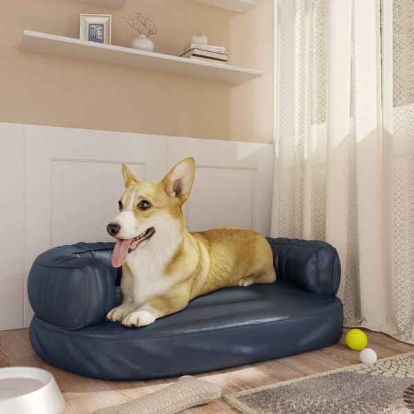 Cama para perros de espuma cuero sintético azul oscuro 60x42 cm