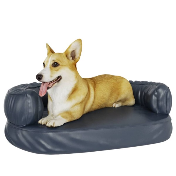 Cama para perros de espuma cuero sintético azul oscuro 60x42 cm