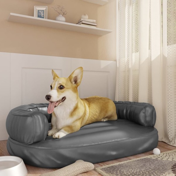 Cama para perros de espuma cuero sintético gris 88x65 cm