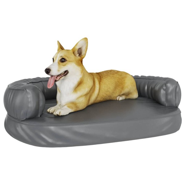 Cama para perros de espuma cuero sintético gris 88x65 cm