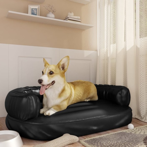 Cama para perros de espuma cuero sintético negro 88x65 cm