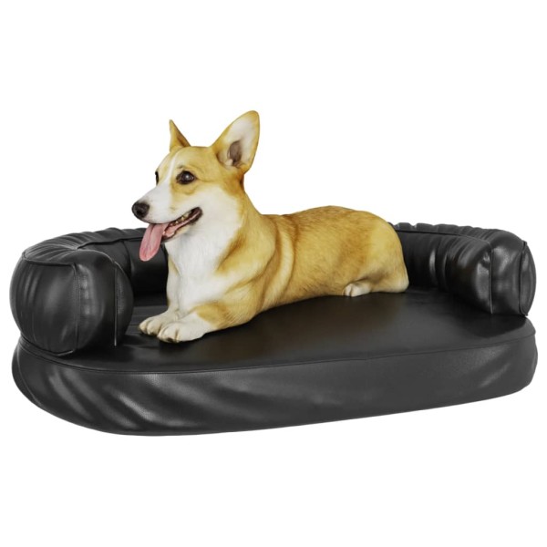 Cama para perros de espuma cuero sintético negro 88x65 cm