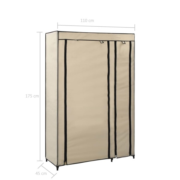 Armarios plegables 2 unidades de tela color crema 110x45x175 cm