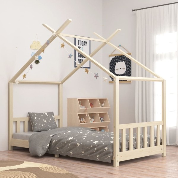 Estructura de cama infantil de madera maciza de pino 90x200 cm