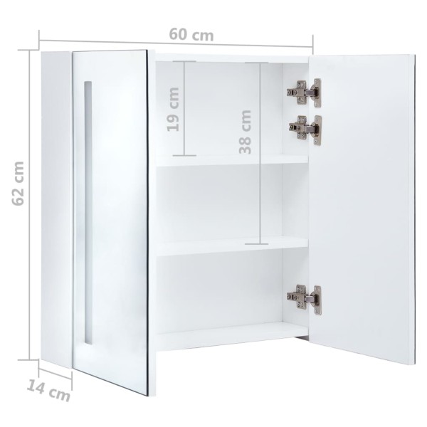 Mueble de baño con espejo LED 60x14x62 cm