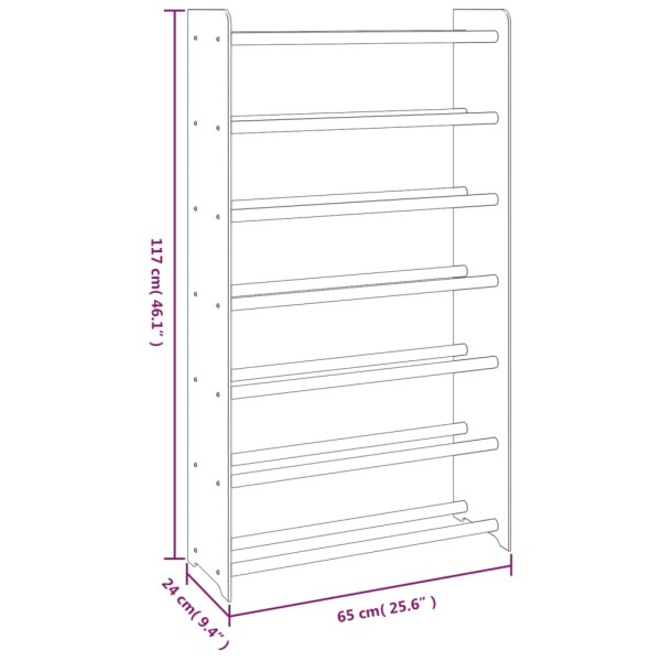 Mueble zapatero de madera contrachapada marrón 65x24x117 cm